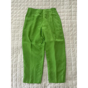 CJ LAING Womens Pants 8 Green Linen Cropped High Waisted Tapered Preppy Summer